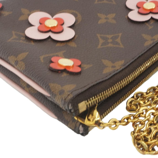 LOUIS VUITTON Blooming Flowers Pochette Monogram Canvas Chain Crossbody Bag Brown