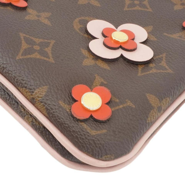 LOUIS VUITTON Blooming Flowers Pochette Monogram Canvas Chain Crossbody Bag Brown