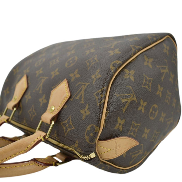 LOUIS VUITTON Speedy 25 Monogram Canvas Satchel Bag Brown