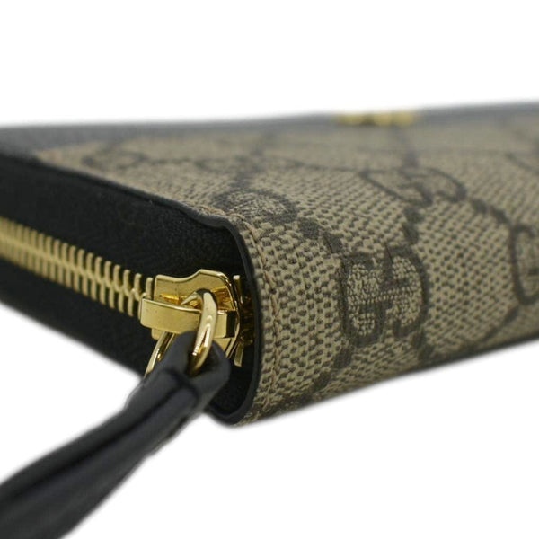 GUCCI GG Marmont Canvas Leather Zip Around Wallet Black 456117