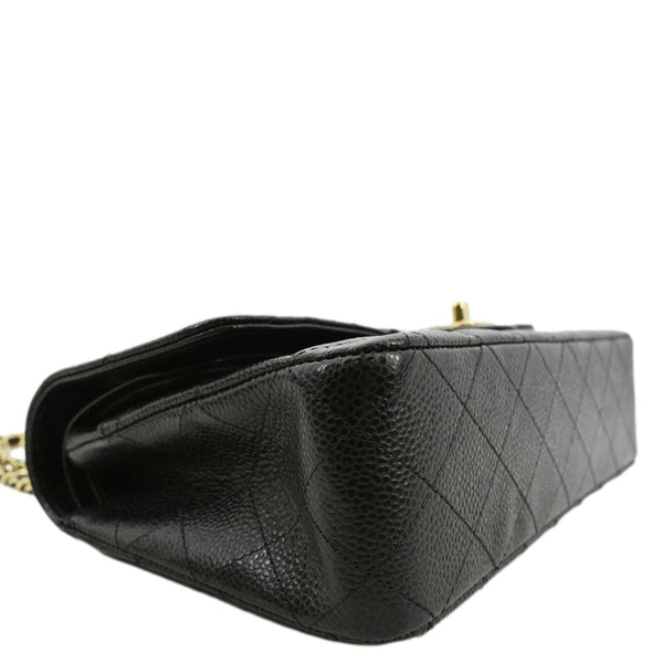 CHANEL Classic Double Flap Caviar Leather Shoulder Bag Black