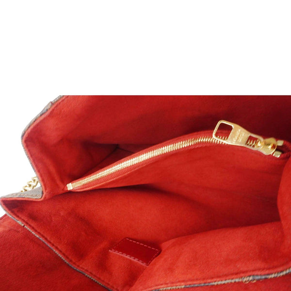 LOUIS VUITTON Caissa Chain Damier Ebene Clutch Shoulder Bag Brown