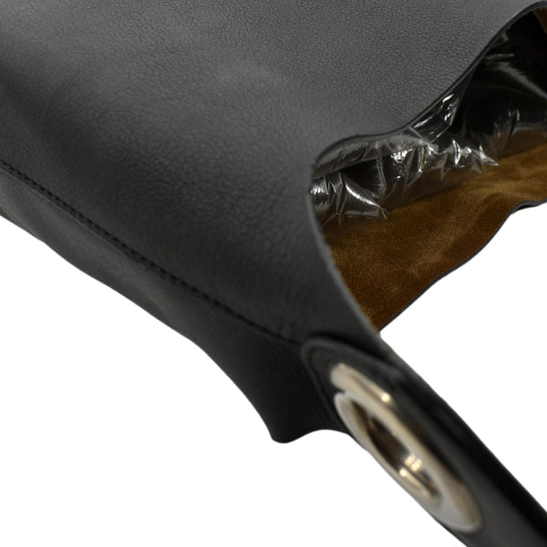 BURBERRY Medium Grommet Smooth Calfskin Hobo Bag Black