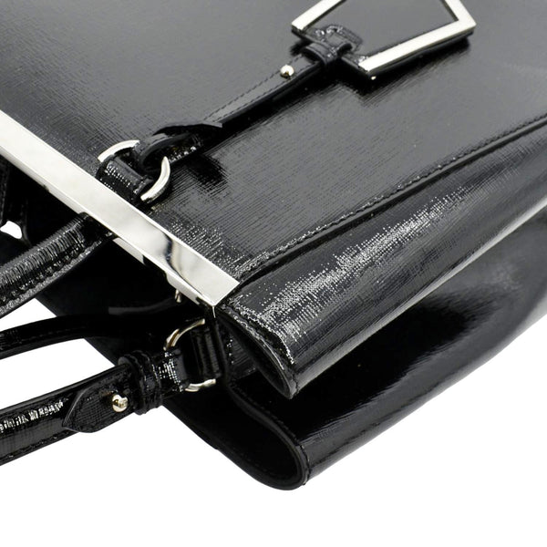 Fendi 2 Jours Patent Leather Shoulder Bag Black in color - Top Left