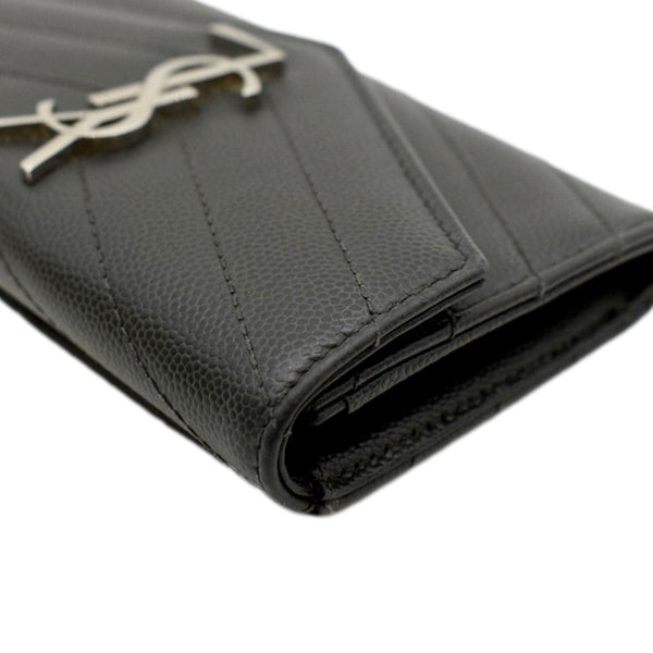 YVES SAINT LAURENT Flap Grain De Poudre Wallet Olive Green