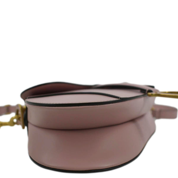 CHRISTIAN DIOR Saddle Smooth Calfskin Leather Satchel Shoulder Bag Antique Pink