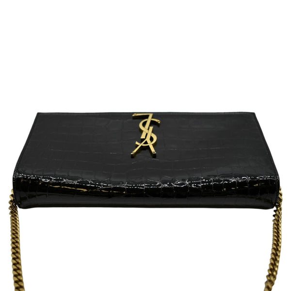 YVES SAINT LAURENT Kate 99 Embossed Alligator Leather Chain Shoulder Bag Black