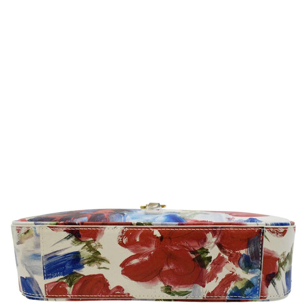 YVES SAINT LAURENT LE 5 a 7 Floral Printed Leather Hobo Bag White