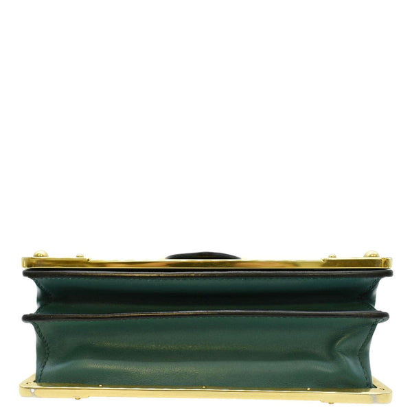 PRADA Cahier Swarovski Crystals Leather Shoulder Bag Green