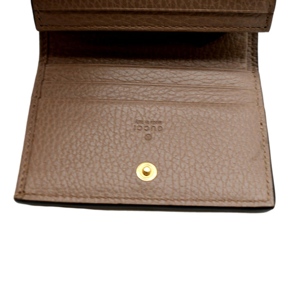 GUCCI Marmont GG Canvas Leather Card Case Wallet Beige 658610