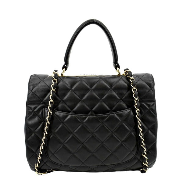 CHANEL Trendy CC Top Handle Flap Quilted Leather Shoulder Bag Black
