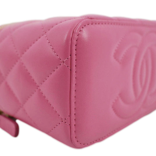 CHANEL Enamel Coco Hearts Small Quilted Leather Crossbody Vanity Case Pink