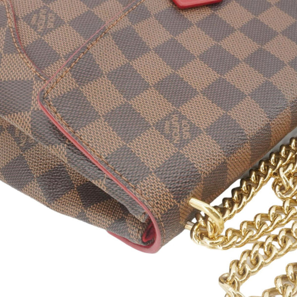 LOUIS VUITTON Caissa Chain Damier Ebene Clutch Shoulder Bag Brown