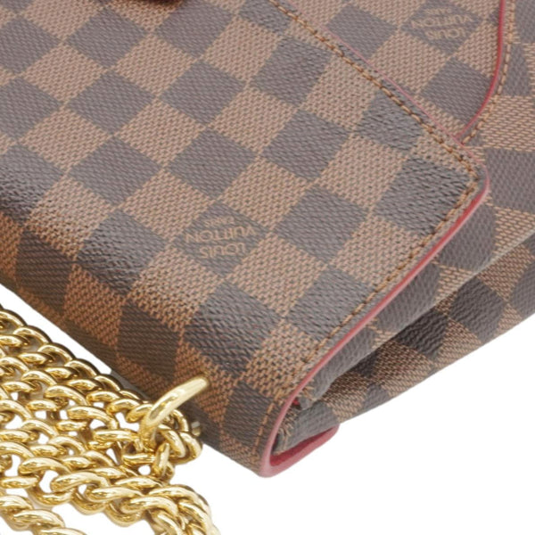 LOUIS VUITTON Caissa Chain Damier Ebene Clutch Shoulder Bag Brown