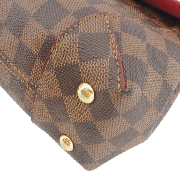 LOUIS VUITTON Caissa Chain Damier Ebene Clutch Shoulder Bag Brown