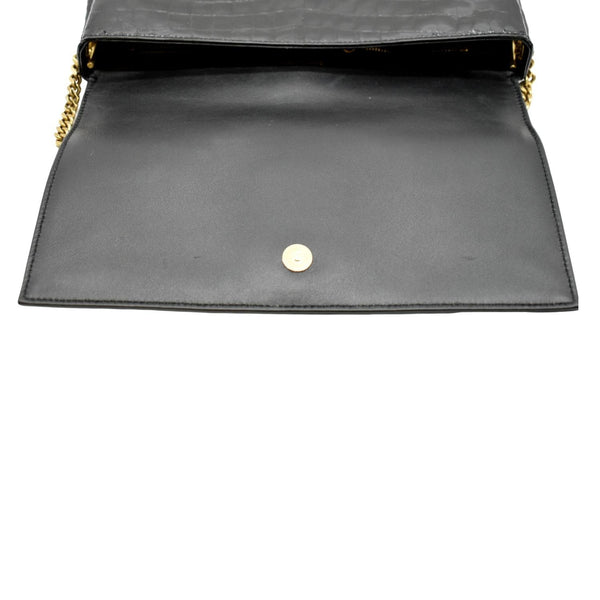YVES SAINT LAURENT Kate 99 Embossed Alligator Leather Chain Shoulder Bag Black