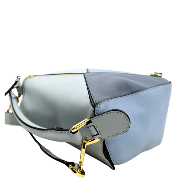 LOEWE Puzzle Medium Calfskin Leather Shoulder Bag Aqua Light Blue