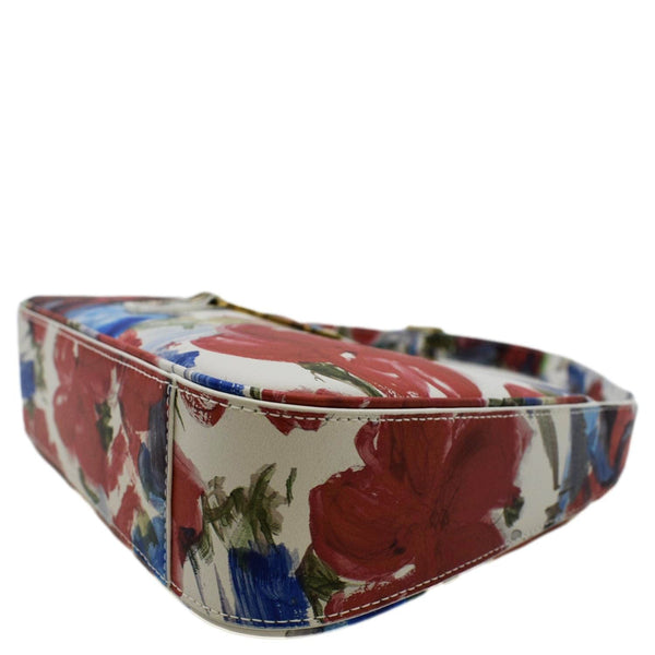 YVES SAINT LAURENT LE 5 a 7 Floral Printed Leather Hobo Bag White