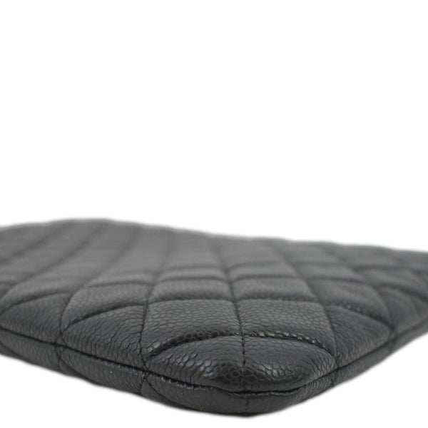 CHANEL Classic O-Case Caviar Leather Zip Pouch Black