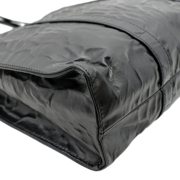 PRADA Small Antique Nappa Leather Tote Black