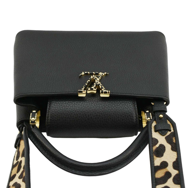 LOUIS VUITTON Capucines BB Leopard Taurillon Leather Shoulder Bag Black