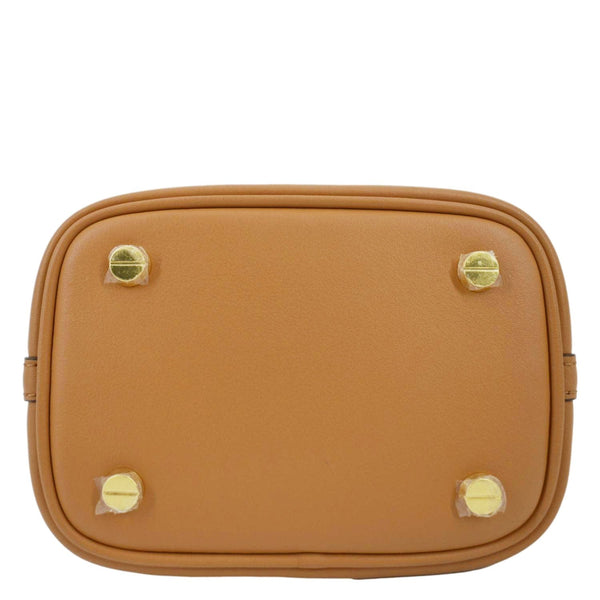 MCM Drawstring Visetos Canvas Bucket Bag Cognac