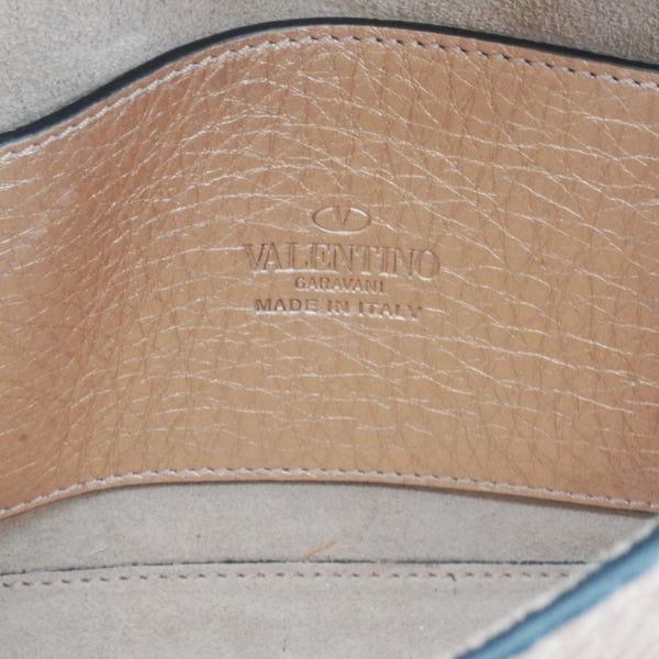 VALENTINO Garavani Rockstud Medium Pebbled Calfskin Leather Crossbody Golden