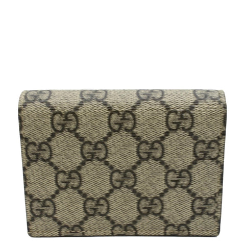 GUCCI Marmont GG Canvas Leather Card Case Wallet Beige 658610