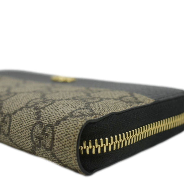 GUCCI GG Marmont Canvas Leather Zip Around Wallet Black 456117