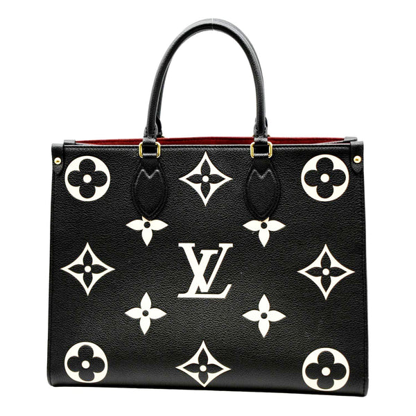 LOUIS VUITTON Onthego MM Giant Monogram Leather Tote Bag Black/Bicolor