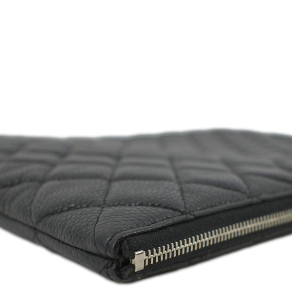 CHANEL Classic O-Case Caviar Leather Zip Pouch Black