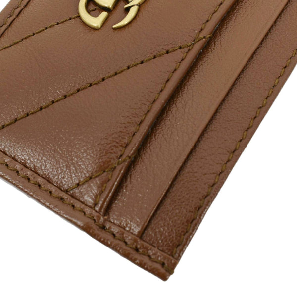 GUCCI GG Marmont Leather Card Case Tan 443127