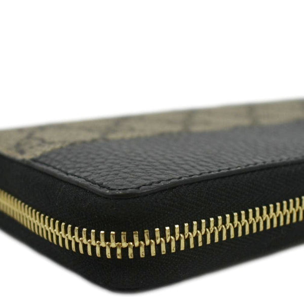 GUCCI GG Marmont Canvas Leather Zip Around Wallet Black 456117