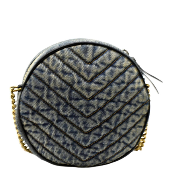YVES SAINT LAURENT Vinyle Round Denim Camera Crossbody Bag Black