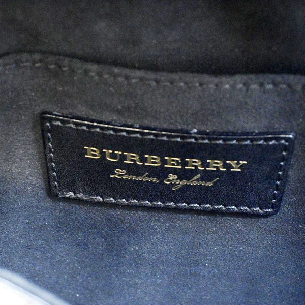 BURBERRY The Bridle Haymarket Check Leather Shoulder Bag Black