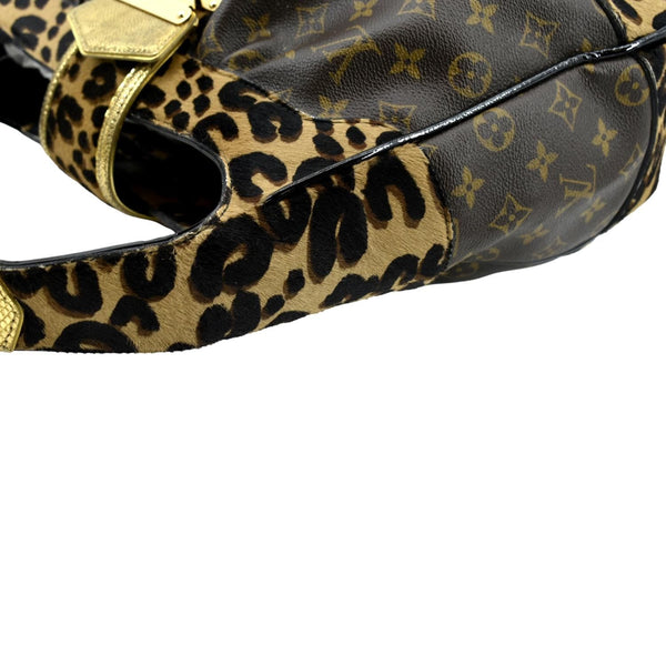 LOUIS VUITTON Polly Leopard Monogram Hobo Bag Brown