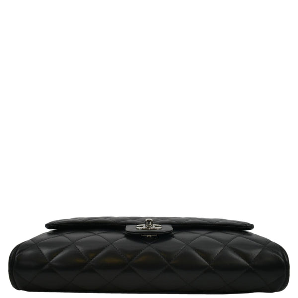 CHANEL Quilted Lambskin Leather Chain Clutch Bag Black