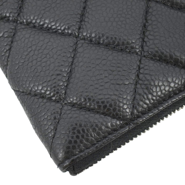 CHANEL Classic O-Case Caviar Leather Zip Pouch Black