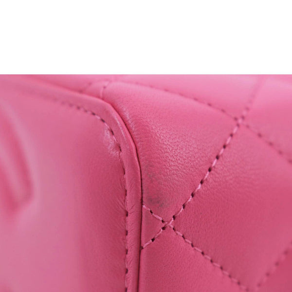 CHANEL Enamel Coco Hearts Small Quilted Leather Crossbody Vanity Case Pink