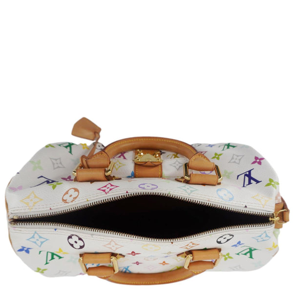 LOUIS VUITTON Speedy 30 Monogram Multicolor Canvas Satchel Bag White