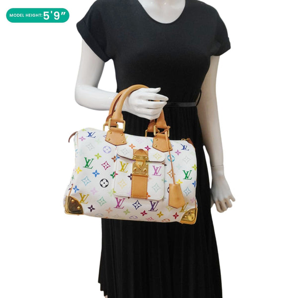 LOUIS VUITTON Speedy 30 Monogram Multicolor Canvas Satchel Bag White