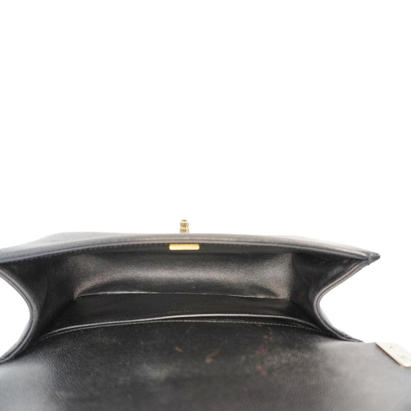 CHANEL Boy Flap Chevron Leather Shoulder Bag Black