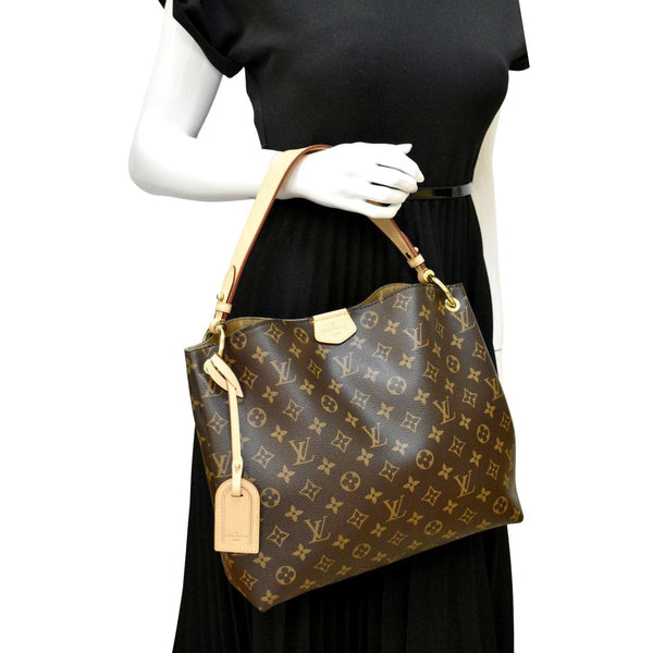 LOUIS VUITTON Graceful PM Monogram Canvas Hobo Bag Brown