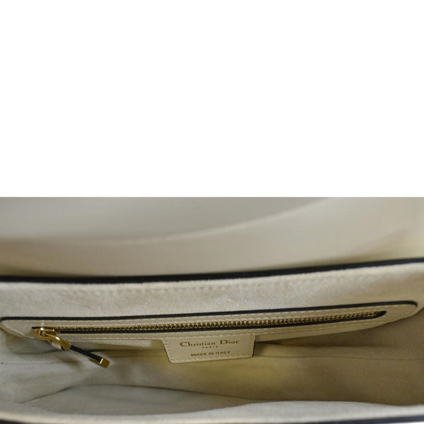 CHRISTIAN DIOR Saddle Smooth Calfskin Leather Satchel Shoulder Bag Dusty Ivory