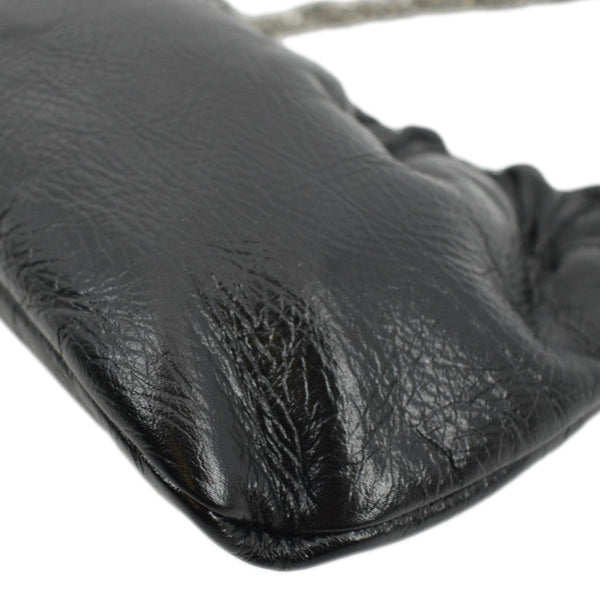 YVES SAINT LAURENT Pac Pac Ruched Leather Hobo Bag Black