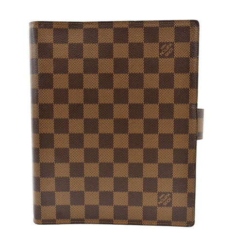 LOUIS VUITTON Ring Agenda Cover Large Damier Ebene Cover Brown