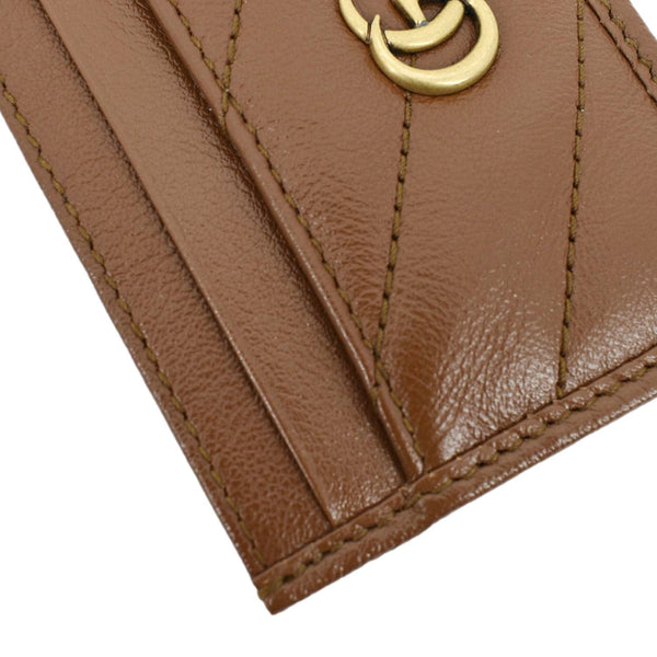 GUCCI GG Marmont Leather Card Case Tan 443127