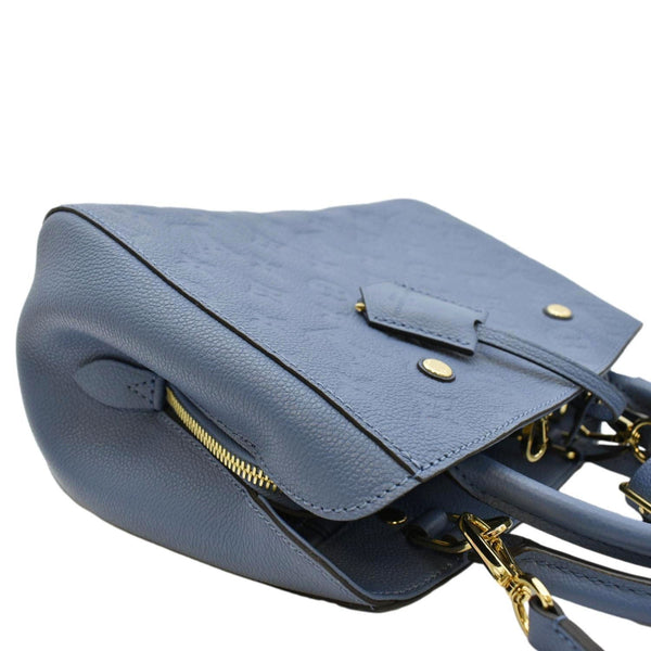 LOUIS VUITTON Montaigne BB Monogram Empreinte Leather Satchel Bag Blue