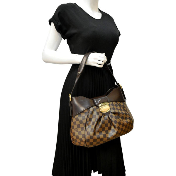 LOUIS VUITTON Sistina MM Damier Ebene Shoulder Bag Brown