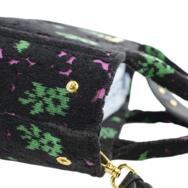 PRADA Small Top Handle Velvet Shoulder Bag Black